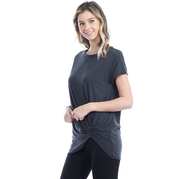 ♥ 545-C ♥ (S) Premium Modal Top with Side Gathering Detail - Picture 2 of 8